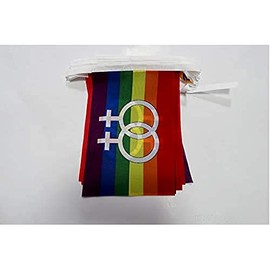 AZ Flag Rainbow Double Large 6 Metres with 20 Flags 21 x 14 cm – Reading Garland 14 x 21 cm