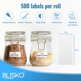 Removable Freezer Labels 500pcs,1 x 2 Inch Blank Food Labels for Freezer Storage, Waterproof & Oil Resistant Fridge Sticker, No Residue, Easy to Write On, Perfect for Home, Restaurants & Catering