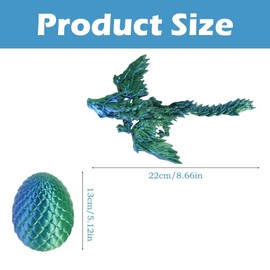 3d Printed Dragon in Egg, Gifts for Boys and Girls, Mystery Fidget Sphere, Surprise Toys Eggs Flexible Joints Home Office Decor Desk Toys Christmas, Easter, Birthdays(Laser Green)