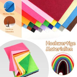 Deepton Craft Felt, Felt for Crafts, 30 x 20 cm, Colourful Felt Fabric, Super Soft Felting Starter Set, Children's Non-Woven Fabric Felt Panels, Polyester Felt Fabric with Sewing Accessories, for DIY