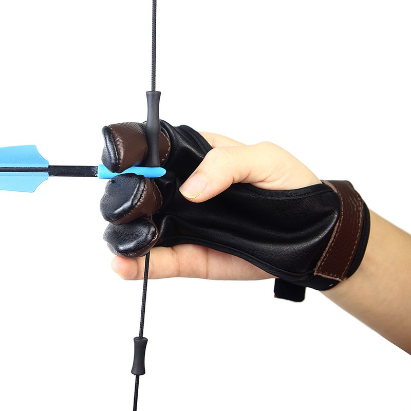 Archery Glove Finger Tab Accessories Three Finger Guard PU Leather