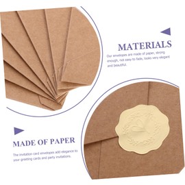 CAXUSD 1set Vintage Decorative Invitation Envelopes Retro Kraft Envelopes Heart Stickers for Weddings Showers Birthdays and Corporate Events