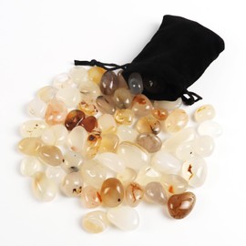 400 g Gemstones for Children, Healing Stones, Uncoloured, Bags with Drawstring, Chakra Stones, Lucky Stones, Stone Game for Crystal Therapy, Meditation, Gemstones, Healing Crystals (D)