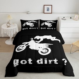 Feelyou Dirt Bike Bedding Set Boys Extreme Sports Comforter Set for Kids Boys Motocross Rider Comforter Cool Sports Quilt Set 1 Comforter Set with 1 Pillowcase Twin Size