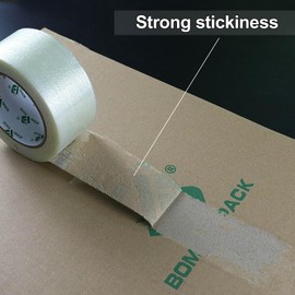 BOMEI PACK Klebeband aus Glasfaser, Fiberglasband, 2 Packungen à 50 mm x 50 m, verstärktes Klebeband, geeignet für schwere Verpackung