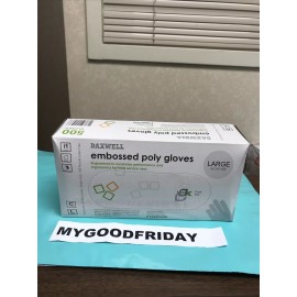 Daxwell Poly Gloves, Embossed, Size Large, Box of 500, Clear