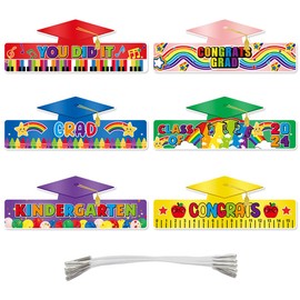 GotGala 6 Pcs Preschool Paper Graduation Crown for Kids Colorful Adjustable Paper Hats Graduation Congrats Hats for Kindergarten Student Grad Ceremony Party Supplies