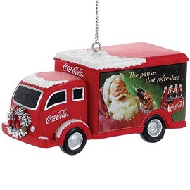 Coca Cola Delivery Truck with Silver Wreath Christmas Ornament Coke CC1111 New