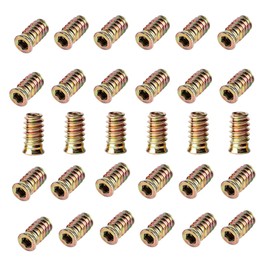 YiYFiT M6 x 20mm Furniture Thread Insert Nuts, 30 Pieces Zinc Alloy Threaded Bolts Mounting Interface Hex Drive Thread Insert Nuts for Wooden Furniture