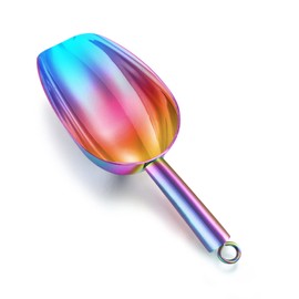 TeamFar 5oz Ice Scoop, Stainless Steel Food Scoop Metal Ice Scooper for Kitchen Bar Party Wedding, Heavy Duty & Sturdy, Easy Storage & Versatile, Mirror Finish & Smooth Edge, Colorful