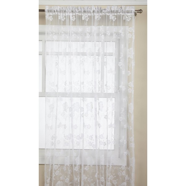 LORRAINE HOME FASHIONS Floral Vine 60-inch x 63-inch Tailord Panel, White