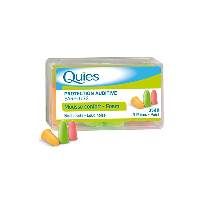 QUIES - Gehörschutz Disco Schaumstoff – Box mit 3 Paar
