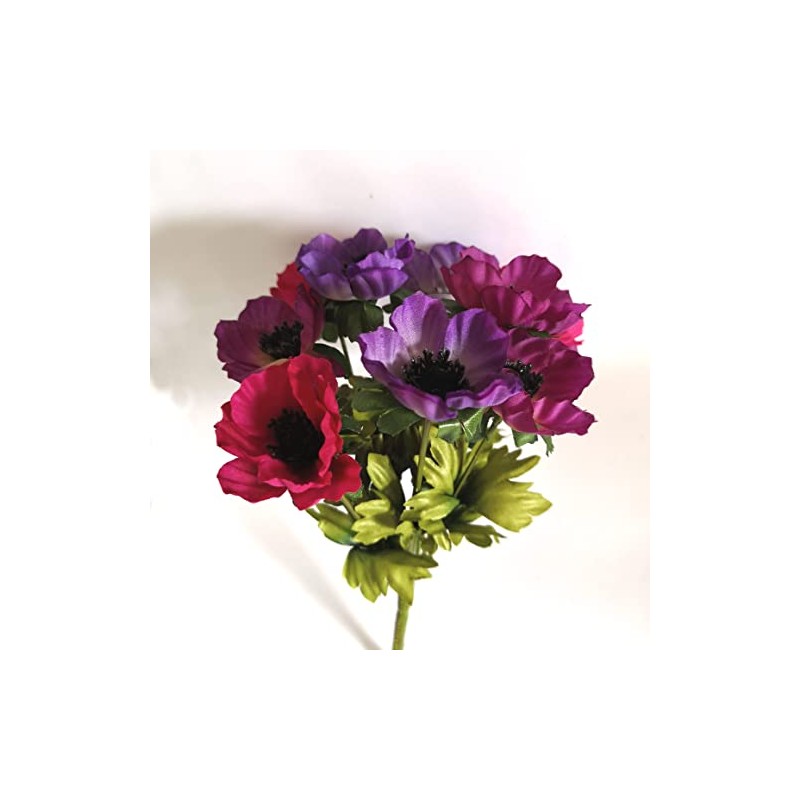 CB Imports Artificial Anemone Bunch 9-Stems 23cm, Red Pink and