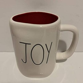 Rae Dunn JOY Mug 2 sided - RED inside - Ceramic