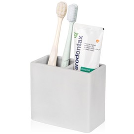 Diatomite Toothbrush Holder 2 Slots Tooth Brush Holder for Bathroom, Kids Electric Toothbrush and Toothpaste Organizer for Countertop, Shower, Vanity, Light Grey