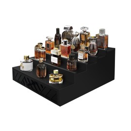 Ghguole Cologne Organizer for Men,5 Tier Wood Cologne Stand with Drawer and Hidden Compartment,Used to Storage or Display Watch,Jewelry,Perfume Organizer for Men