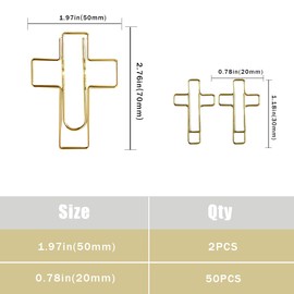 Christian Bible Study Supplies - 50 Cross Paper Clips, 2 Pen Holders, Rust-Resistant Metal, Gift for Church, Sunday School