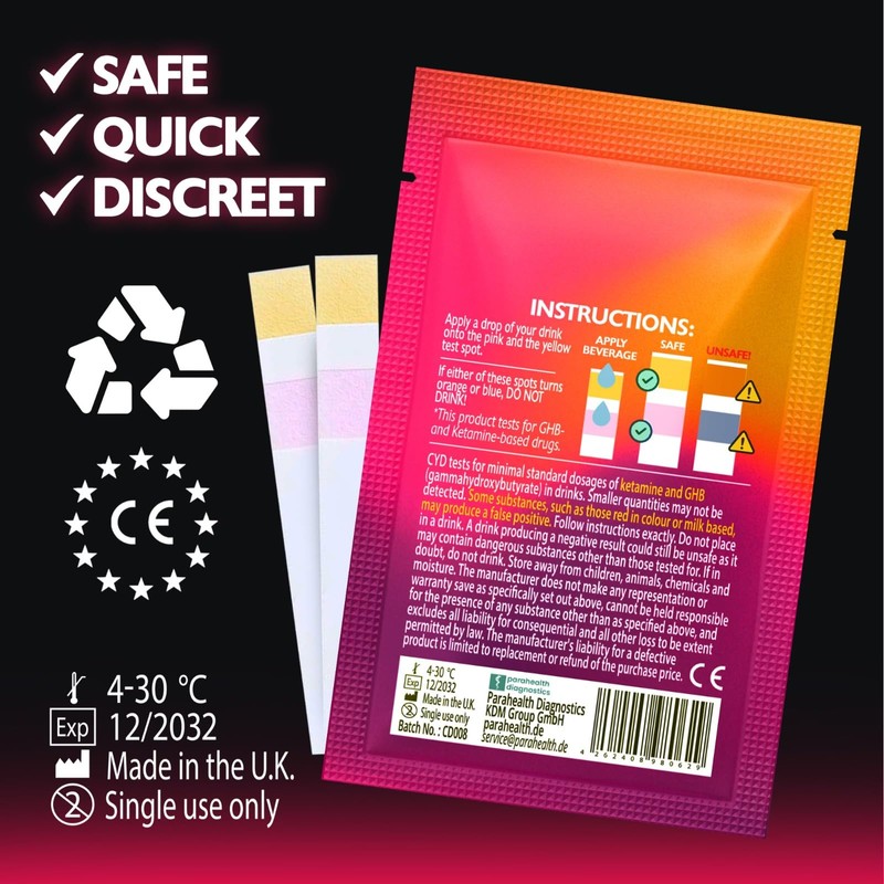 DrinkCheck Drink Safety Test Strips, 10 Tests – Detect Harmful
