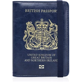 MOIRENTO UK Passport Cover Holders Protector PU Leather Navy Blue British Wallet Brexit Navy Blue-Band