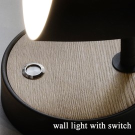 Wall Lights for Bedroom Wood,Modern Black Wall Sconces With 350°Rotation Metal Shade,Indoor E26 Wall Lamp with Switch for Living Room,Nightstand,Dining Room,Hallway,Kitchen,Stairway,Gallery,Wall Decor