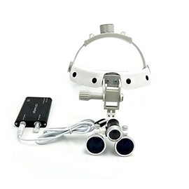 Hot Dental Loupes Surgical Binocular Glass 3.5x Magnifier with LED Headlight Leather Headband