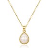 KissYan Gemstone Necklace for Women, 14K Gold Plated Crystal Teardrop