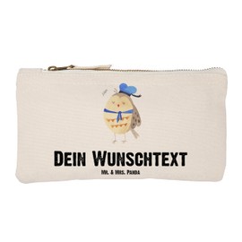 Mr. & Mrs. Panda Personalisierte Schminktasche Eule Matrose Größe S Klein - Personalisierte Geschenke, Eule Deko, Kapitän, Heimathafen, Freundin,