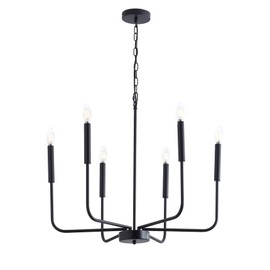 Aiwen 6 Lights Farmhouse Candle Chandeliers, Empire Classic Pendant Lighting, Traditional Rustic Ceiling Hanging Light Fixture for Dining Room Bedroom Kitchen Living Foyer Hallway Entryway Black