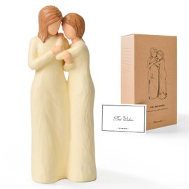 NANAOUS Mother and Daughter Figurines Gifts, Mom Birthday Gifts from Daughter, Resin Hand-Painted Statue, Mother's Day