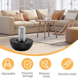 LIDSCURA 24 PCS 8mm x 1.25 M8 Adjustable Furniture Leg Leveler, Replacement Outdoor Patio, Stainless Steel Screw-in Leveling Feet Glides