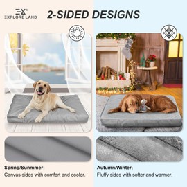 Explore Land Waterproof Dog Bed Cover Machine Washable Fluffy Dog Bed Replacement Cover, 20Lx15Wx3H inch, Gray