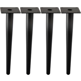 ALXEH Straight Furniture Table Legs 24 Inch, Round Tapered Metal Furniture Legs Black, Modern Dresser Cabinet Sofa Support Feet Replacement, Set of 4