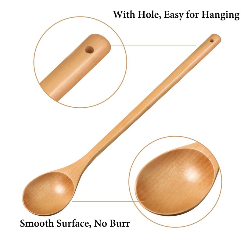 JUMXSRLE Wooden Spoon, 13 inch Extra Long Handle Wooden Cooking