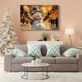 YONICA Christmas Wall Decor Christmas Canvas Wall Art Home Decorations Snowman Pictures Snowman Drinks Beer to Celebrate Christmas Prints Winter Painting Xmas Artworks for Living Room Bedroom 30x20 Inches