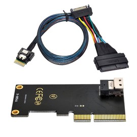 Xiwai PCI-E 3.0 4.0 to SFF-8654 Slimline SAS Card Adapter and U.2 U2 SFF-8639 NVME PCIe SSD Cable for Motherboard SSD