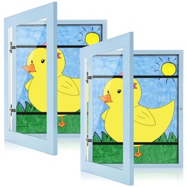[2-Pack] Kids Art Frames, 8.5x11 Front Opening Kids Artwork Frames Changeable, Light Lake Blue Artwork Display Storage Frame for Wall, Holds 50 Pcs, for 3D Picture, Crafts, Children Drawing, Hanging