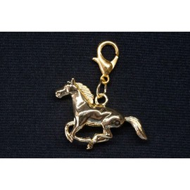 Horse Charm Miniblings pendant farm mounted animal riding pony running gold