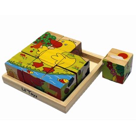 Lil Toyz Farm Animals Wooden Cube Puzzle