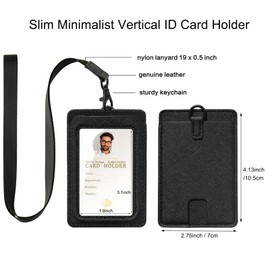 Fashion ID Badge Holder - ID Card Holders with Lanyards -Elastic Card Holder Wallet,Sturdy Buckle for Key,Wallet - Cute Lanyards for id Holder for Women&Men,Nurse,Teacher Badge Holder (Black-F)