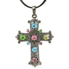 Soulbreezecollection Christian Cross Pendant Necklace Leather Band Charm