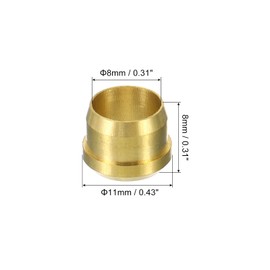 PATIKIL 8mm Tube OD Brass Compression Sleeves Ferrules 5 Pack Brass Compression Fitting Assortment Kit