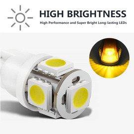 5 X Cab Marker Light, Amber Lens White LED Cab Roof Running Lights, Top Clearance Light w/Wiring Pack Compatible with Ford 1973-1997 F-250 F-350 F Series Pickup Super Duty Trucks