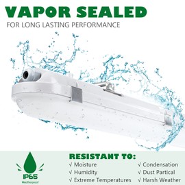 BRILLIHOOD LED Vapor Sealed 4FT Light - 40W, 5000LM, IP65 Waterproof Shop Light, 6000KBright White, 110-277V, Vapor Proof Lighting Fixture for Indoor & Outdoor Use, 1-Pack