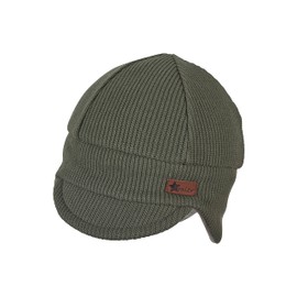 Sterntaler Baby Boys' Knitted Hat with Visor and Ear Flaps, Spinach