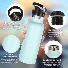 Volhoply 17oz Insulated Water Bottle Bulk 8 Pack,Stainless Steel Kids Water Bottles with Straw Lid,Double Wall Vacuum Metal Thermos Water Bottle,Reusable Sports School Flask Keep Hot & Cold(Fog,8 Set)