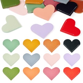 Boutigem 12Pcs Leather Heart Bookmarks, Colorful Love Heart Corner Page Book Marks for Reading Lovers, Double Sided Handmade Book Corner Clips, Reading Accessories for Home School Office Supplies