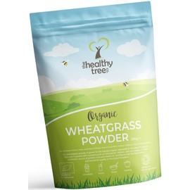 Organic Wheatgrass Powder by TheHealthyTree Company - High in Fibre, Vitamin E, Potassium and Iron - Pure Vegan Wheat Grass from Germany, Perfect in Green Juices (250g)