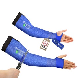 Schwer AIR-SKIN Arm Sleeves for Thin Skin and Bruising, ANSI A6 Cut Resistant Arm Protectors for High Risk Work, UPF50+ UV Protection Cooling Farmer Sleeves for Gardening, Lightweight, Breathable Springtok Athletic Gear Safety Equipment:_Blue_18 Inch