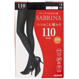 GUNZE SABRINA Women’s Tights, Wrap-around Warmth, Moisture Wicking, Heat Generating, Pill-Resistant, 110 Denier, Set of 2 Pairs, Black