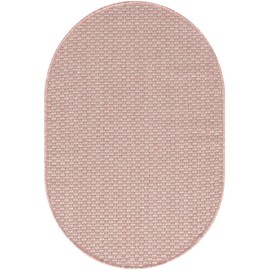 Unique Loom Collection Casual Transitional Solid Heathered Indoor/Outdoor Flatweave Area Rug (2' 2" x 3' 1" Oval, Whisper Pink/Ivory)